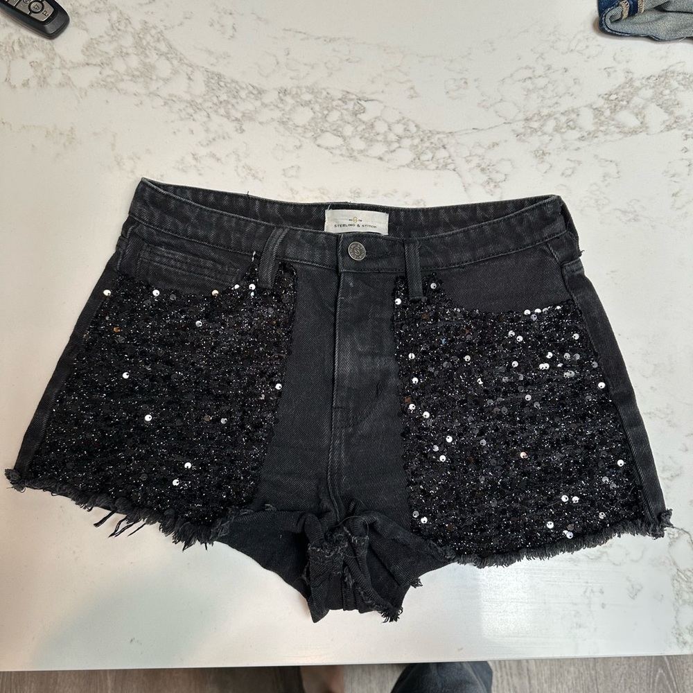 Sterling and Stitch Black Sequin Women's Shorts size 29